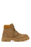Moncler Camel Suede Peak City Ankle Boots In Brown