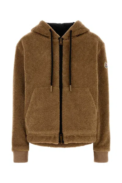 Moncler Reversible Jacket With Drawstring Hood And Logo Patch On The Sleeve In Brown