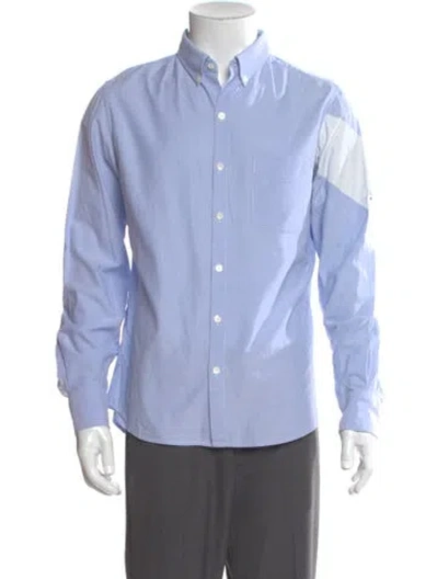 Pre-owned Moncler Camicia Colorblock Pattern Dress Shirt In Blue