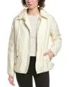 Moncler White Down Jacket With Logo Patch On The Sleeve In Tech Fabric Man In White