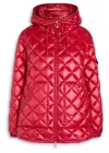 Moncler Womens Medium Red Relaxed-fit Hooded Shell-down Jacket