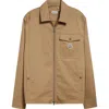 Moncler Cotton Blend Gabardine Shirt Jacket In Caramel