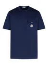 Moncler Blue Cotton T-shirt Men In Blue