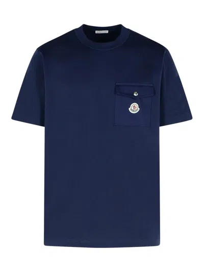 Moncler Blue Cotton T-shirt Men
