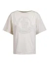 Moncler Woman T-shirt Cream Size M Cotton In Beis
