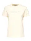 Moncler Cotton T Shirt With Tone On Tone Embroidered Logo In White