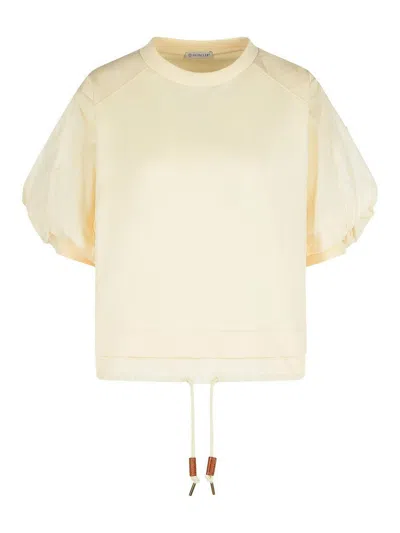 MONCLER OVER IVORY COTTON T-SHIRT