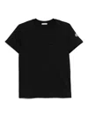 Moncler Cotton T-shirt In Black With Embroided Logo In Black
