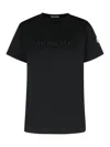 Moncler Embroidered Logo Cotton T-shirt In Black