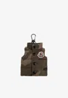 Moncler Camouflage Down Vest Shape Keyring In Green