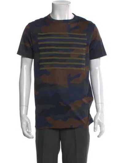 Pre-owned Moncler Camouflage Print Crew Neck T-shirt In Blue