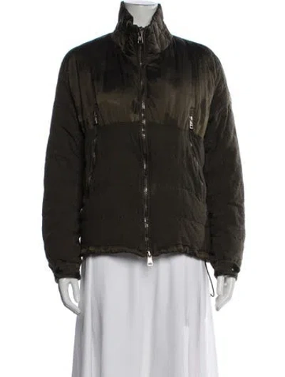 Pre-owned Moncler Camouflage Print Down Jacket In Green