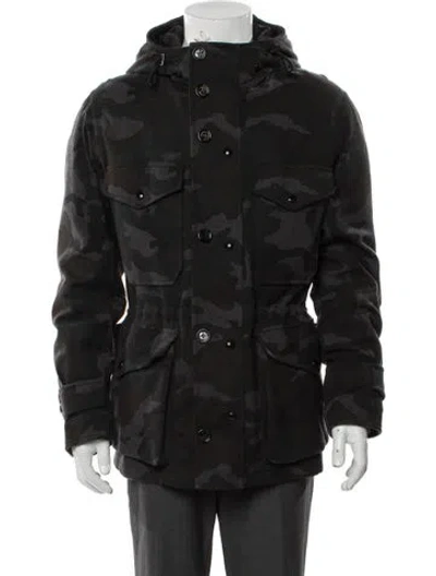 Pre-owned Moncler Camouflage Print Parka In Black
