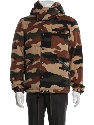 Pre-owned Moncler Camouflage Print Parka In Brown