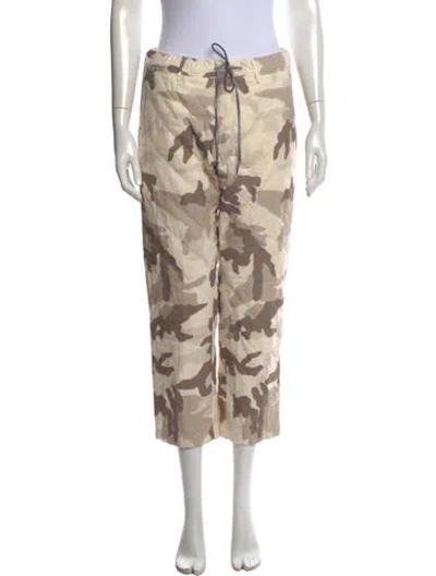 Pre-owned Moncler Camouflage Print Straight Leg Pants In Neutrals