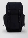 Moncler Canvas Backpack Front Flap Side Pockets In Blue