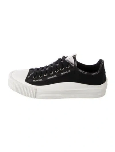 Pre-owned Moncler Canvas Graphic Print Sneakers In Black