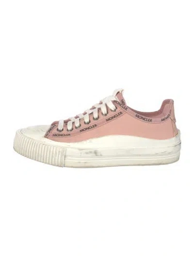 Pre-owned Moncler Canvas Graphic Print Sneakers In Pink