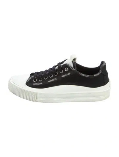 Pre-owned Moncler Canvas Grosgrain Trim Sneakers In Black