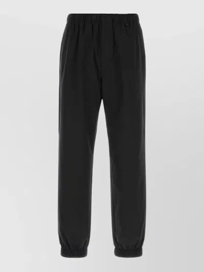 Moncler Canvas Joggers Elastic Cuffs Waistband Pockets In Black