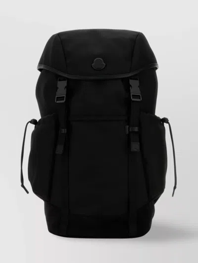 Moncler Canvas Tech Backpack With Front And Side Pockets In Black