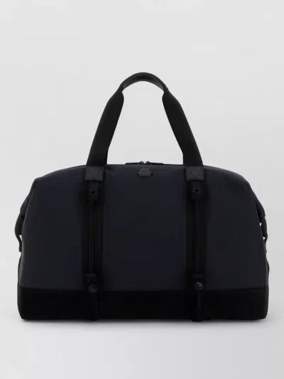 Moncler Canvas Travel Bag Reinforced Base Handles In Blue