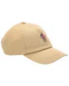 Moncler Logo Cotton Baseball Cap In Brown