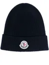 Moncler Logo-patch Ribbed-knit Beanie In Black