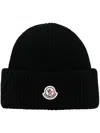 Moncler Wool And Cashmere Beanie Hats Black In Black