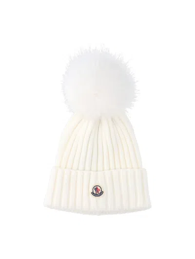 Moncler Cap With Pon Pon In White