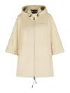 Moncler 'vorassay' Nylon Cape Featuring Drawstring Waist In Beige