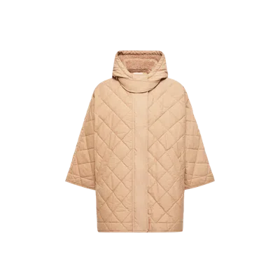 Moncler Cape À Capuche Et Matelassage En Losanges, Femme, Beige, Taille: Uni