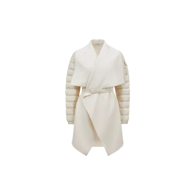 Moncler Padded Wool Felt Cape White In Blanc