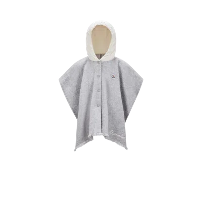 Moncler Kids' Padded Wool Cape Grey In Gris