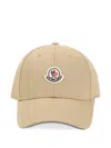 Moncler Beige Baseball Cap With Embroidered Logo In Orange