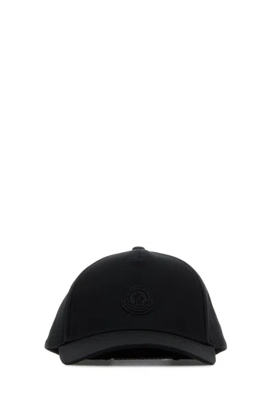 Moncler Black Cotton Baseball Cap In Pattern