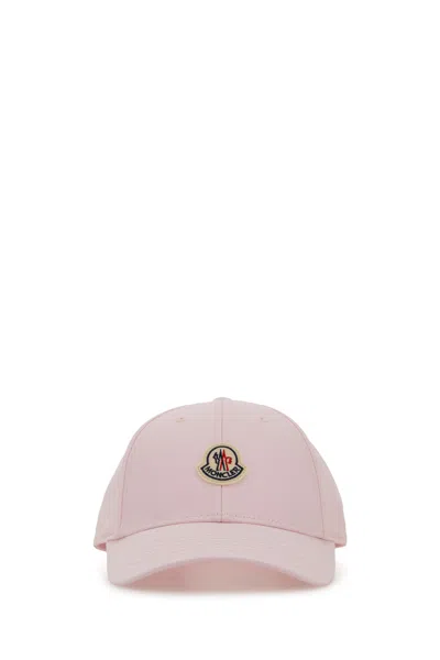 Moncler Pink Cotton Baseball Cap In Gold