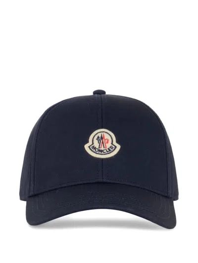 Moncler Cotton Gabardine Baseball Cap In Black
