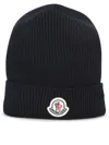 Moncler Wool And Cashmere Beanie In Navy Blue In Blue