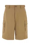 Moncler Cappuccino Stretch Cotton Bermuda Shorts In Neutral