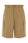 Moncler Cappuccino Stretch Cotton Bermuda Shorts In Neutral