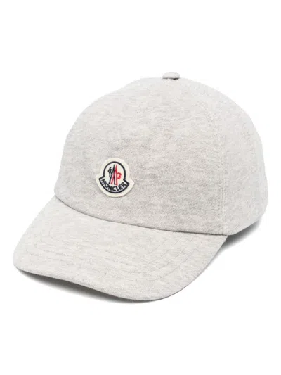 Moncler Mens White Brand-badge Curved-brim Cotton Baseball Cap In Grey