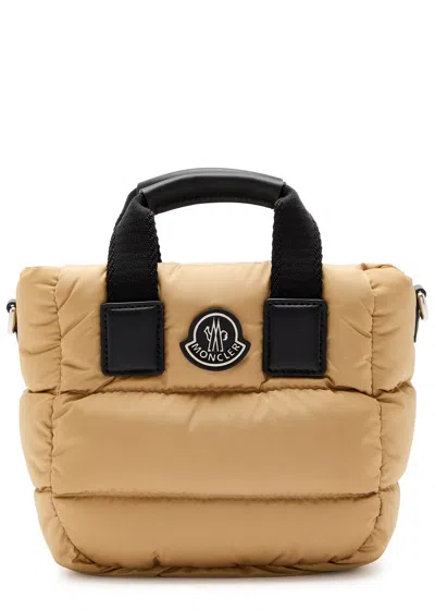 Moncler Caradac Micro Quilted Shell Top Handle Bag In Beige