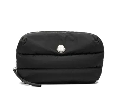 Moncler Caradoc Beauty Case In Quilted Black Nylon Women