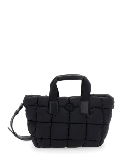 Moncler 'caradoc' Black Mini Handbag With Logo Patch On The Front And Shoulder Strap In Tech Fabric  In Multicolor