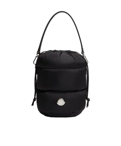 Moncler Mini Bucket Handbag With Drawstring Closure In Black