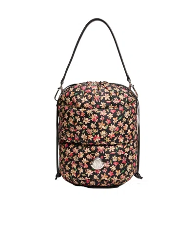 Moncler Caradoc Floral Bucket Bag In Black