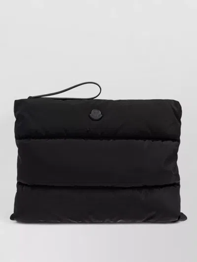 Moncler Caradoc Laptop Clutch Bag Padded Strap In Black
