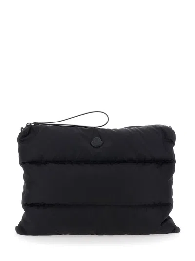 Moncler Caradoc Laptop Clutch Bag Padded Strap In Black