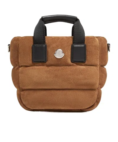 Moncler Caradoc Micro Suede Tote Bag In Brown